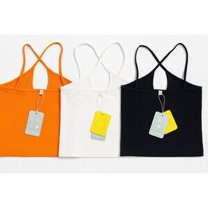 Lemonsky Criss Cross Cami Tops XL 3-Pack White Orange Black NWT Nylon Spandex